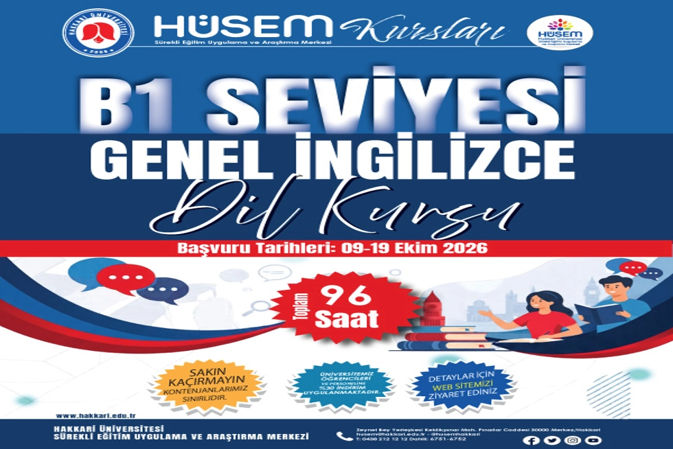 B1 Seviyesi Genel İngilizce Dil Kursu Duyurusu