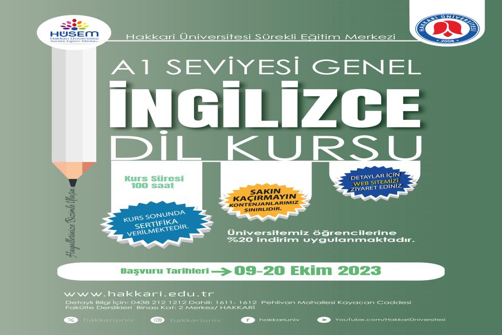 A1 Seviyesi Genel İngilizce Dil Kursu etkinlik afişi