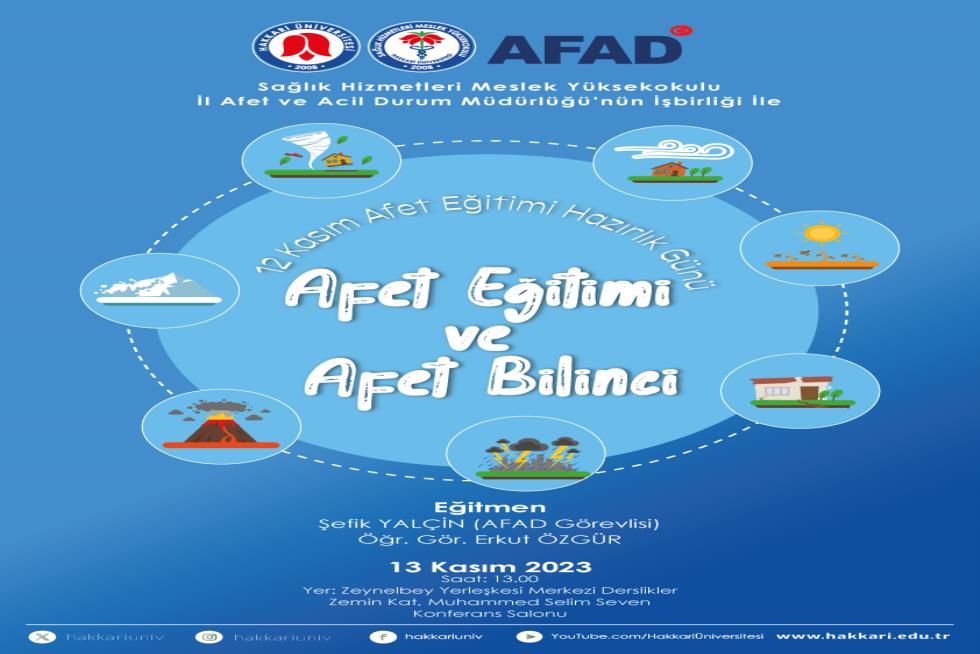 Afet Eğitimi ve Afet Bilinci etkinlik afişi