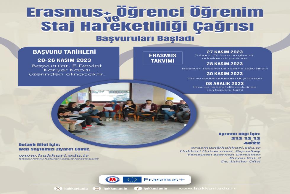 Erasmus+ Öğrenci Öğrenim ve Staj Hareketliliği Çağrısı etkinlik afişi