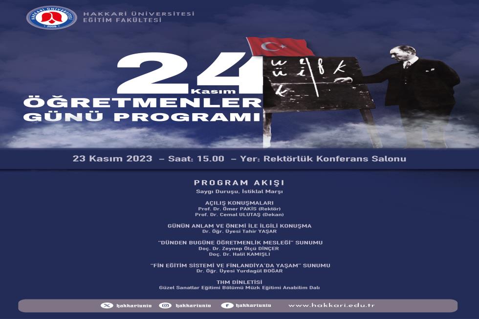 24 Kasım Öğretmenler Günü Programı etkinlik afişi
