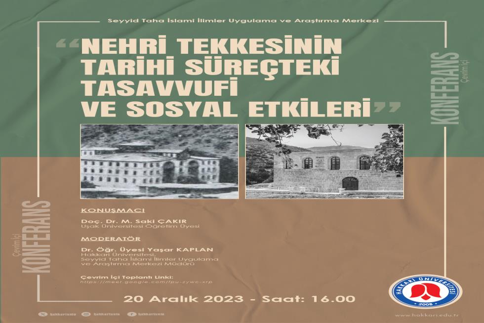 Nehri Tekkesinin Tarihi Süreçteki Tasavvufi ve Sosyal Etkileri etkinlik afişi