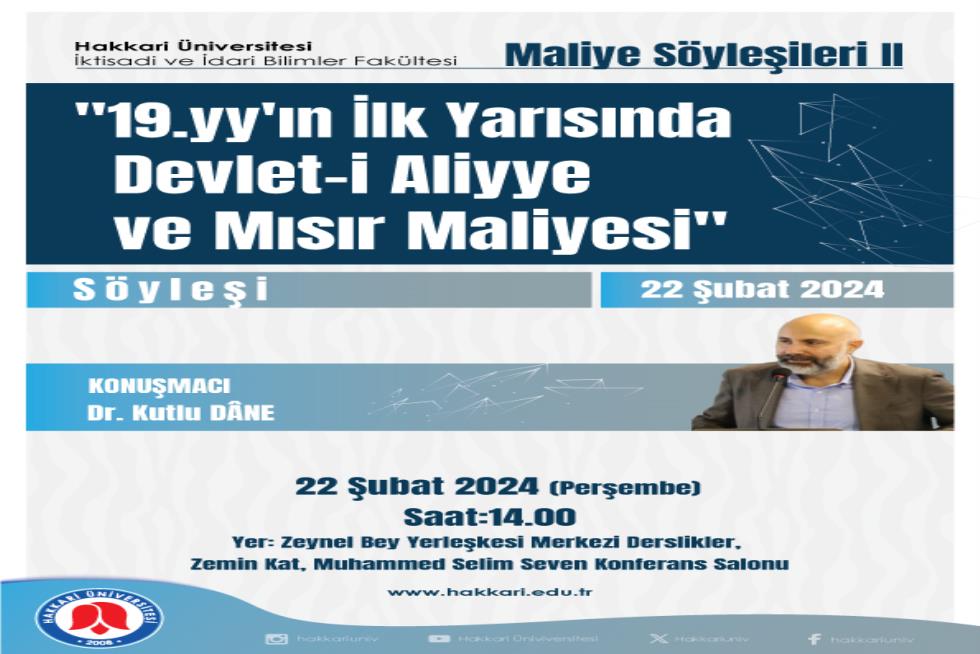 "19.yy'ın İlk Yarısında Devlet-i Aliyye ve Mısır Maliyesi" Konulu Söyleşi etkinlik afişi