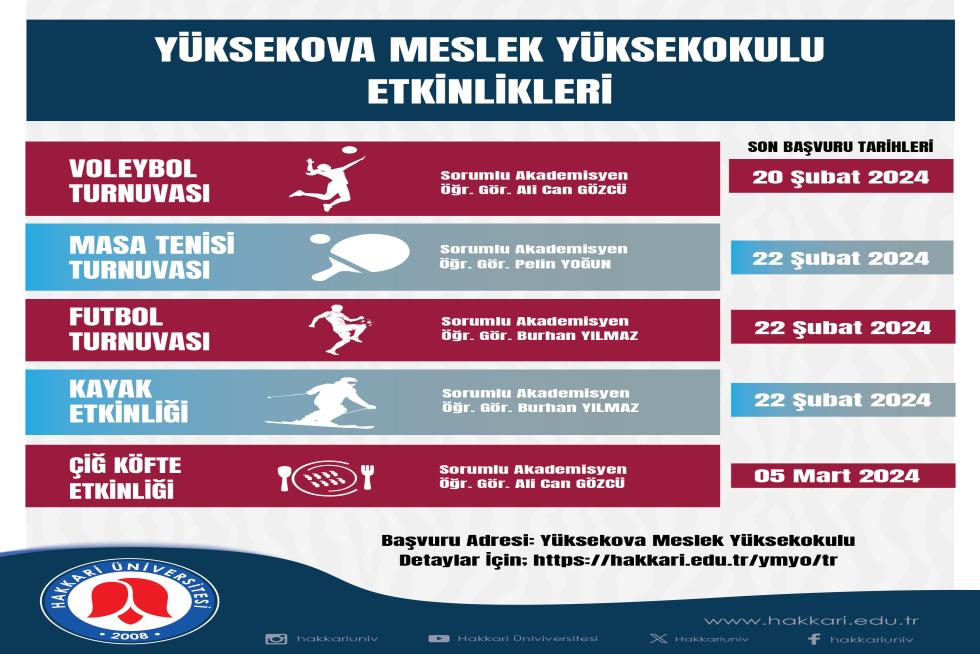 Yüksekova Meslek Yüksekokulu Etkinlikleri etkinlik afişi