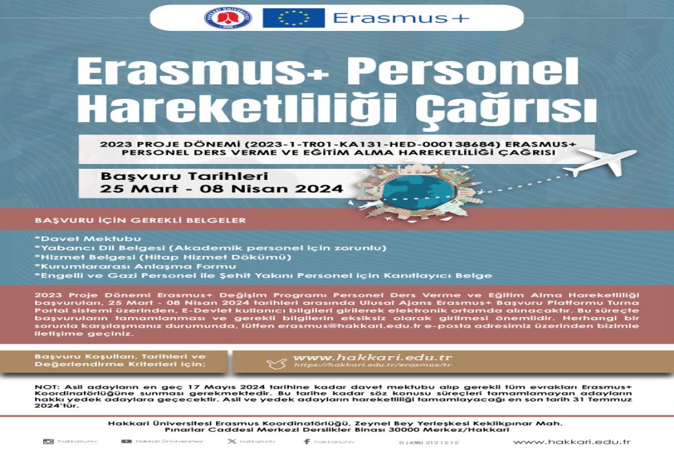Erasmus+ Personel Hareketliliği Çağrısı etkinlik afişi
