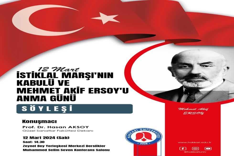 12 Mart İstiklal Marşı'nın Kabulü ve Mehmet Akif Ersoy'u Anma Günü etkinlik afişi
