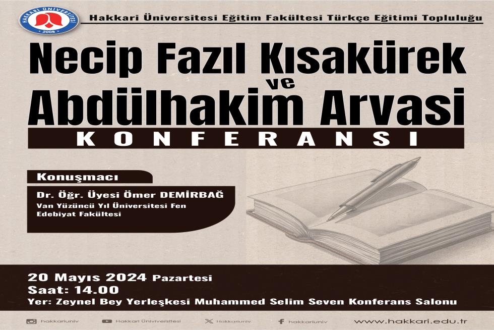 Necip Fazıl Kısakürek ve Abdülhakim Arvasi Konferansı etkinlik afişi