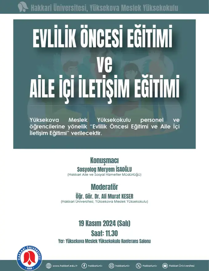 Evlilik Öncesi Eğitimi ve Aile İçi İletişim Eğitimi etkinlik afişi