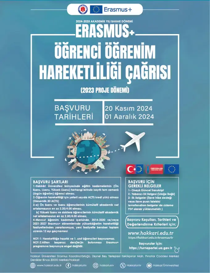 Erasmus+ Öğrenci Öğrenim Hareketliliği Çağrısı etkinlik afişi