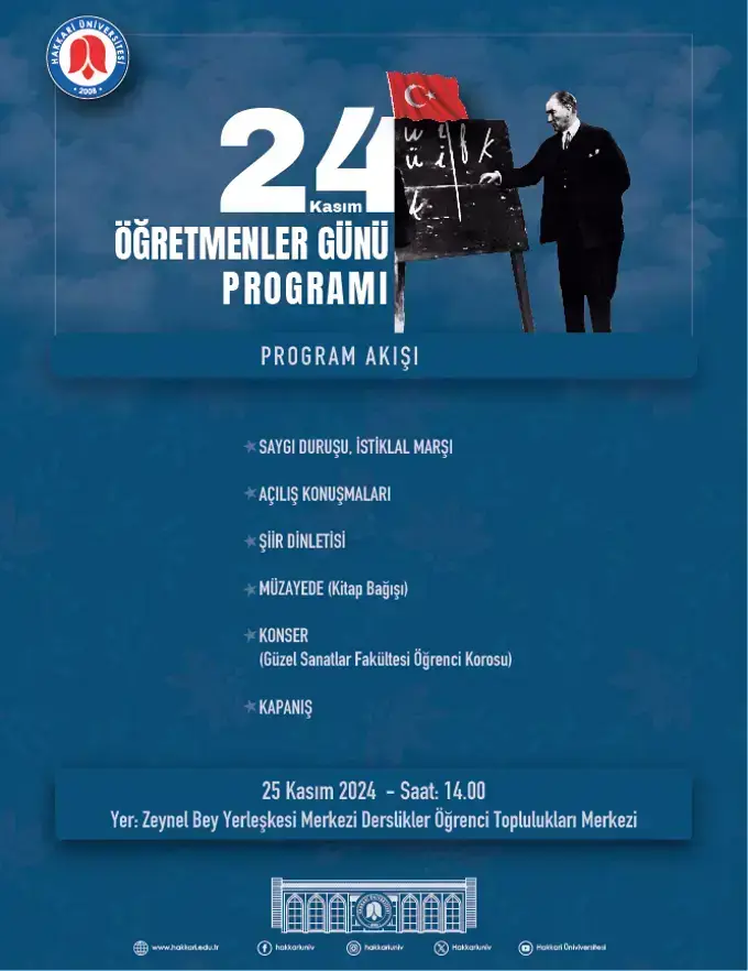 24 Kasım Öğretmenler Günü Programı etkinlik afişi