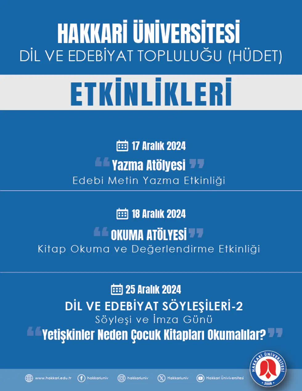 Üniversitemiz "HÜDET" Etkinlikleri etkinlik afişi