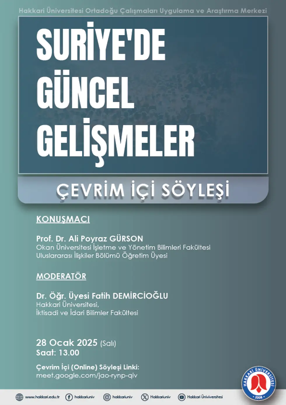 Suriye'de Güncel Gelişmeler - Söyleşi etkinlik afişi