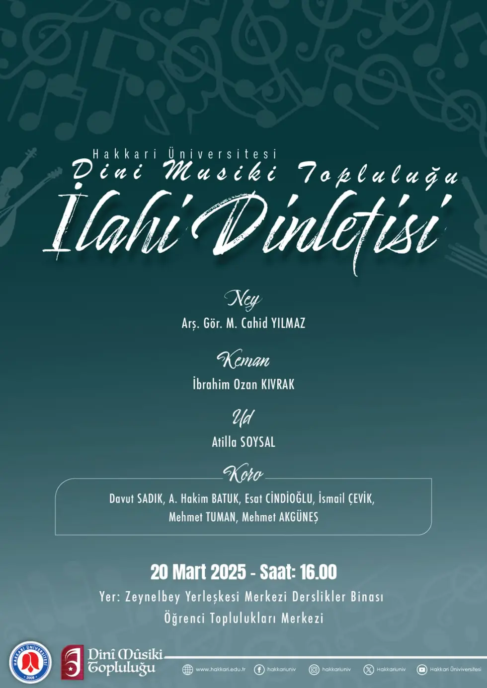 Hakkari Üniversitesi Dini Musiki Topluluğu'ndan İlahi Dinletisi etkinlik afişi