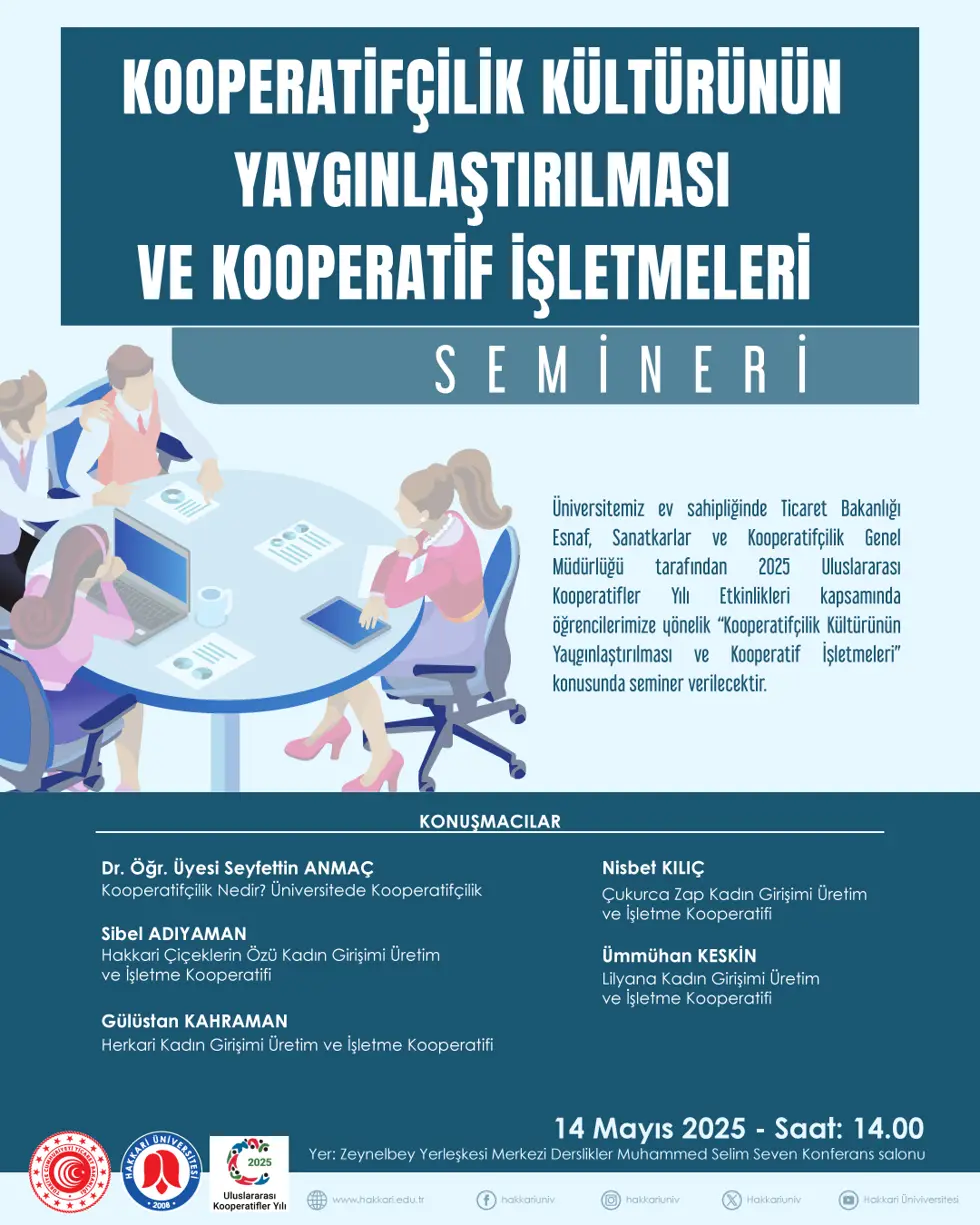 Kooperatifçilik Kültürünün Yaygınlaştırılması ve Kooperatif İşletmeleri Semineri etkinlik afişi