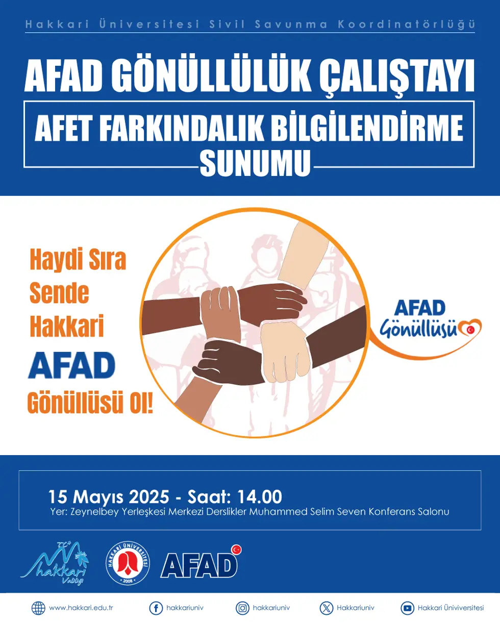 AFAD Gönüllülük Çalıştayı ve Afet Farkındalık Bilgilendirme Sunumu etkinlik afişi