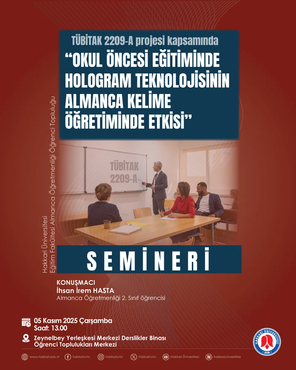 Okul Öncesi Eğitiminde Hologram Teknolojisinin Almanca Kelime Öğretiminde Etkisi Semineri etkinlik afişi