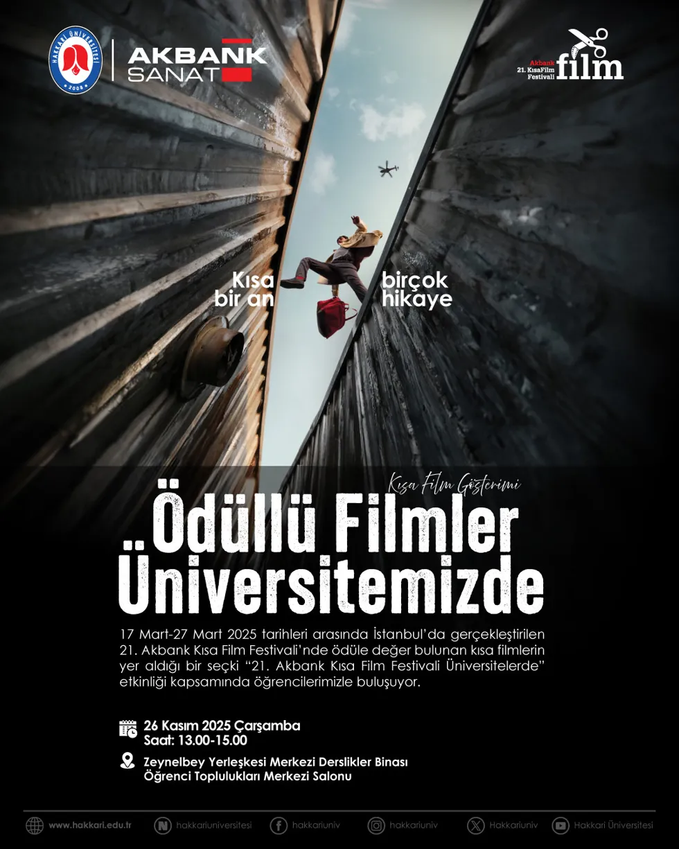 Ödüllü Filmler Üniversitemizde etkinlik afişi