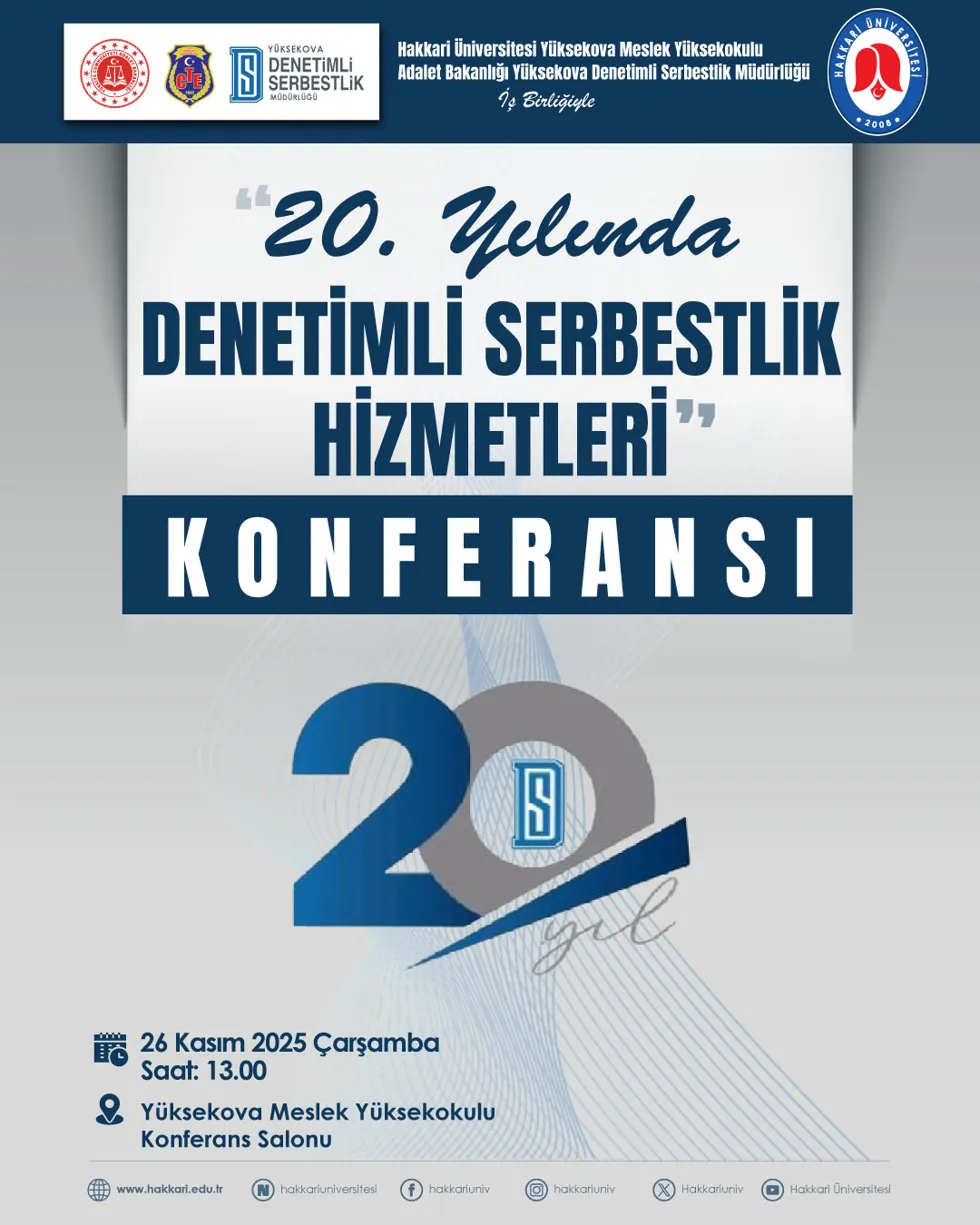 20. Yılında Denetimli Serbestlik Hizmetleri Konferansı etkinlik afişi