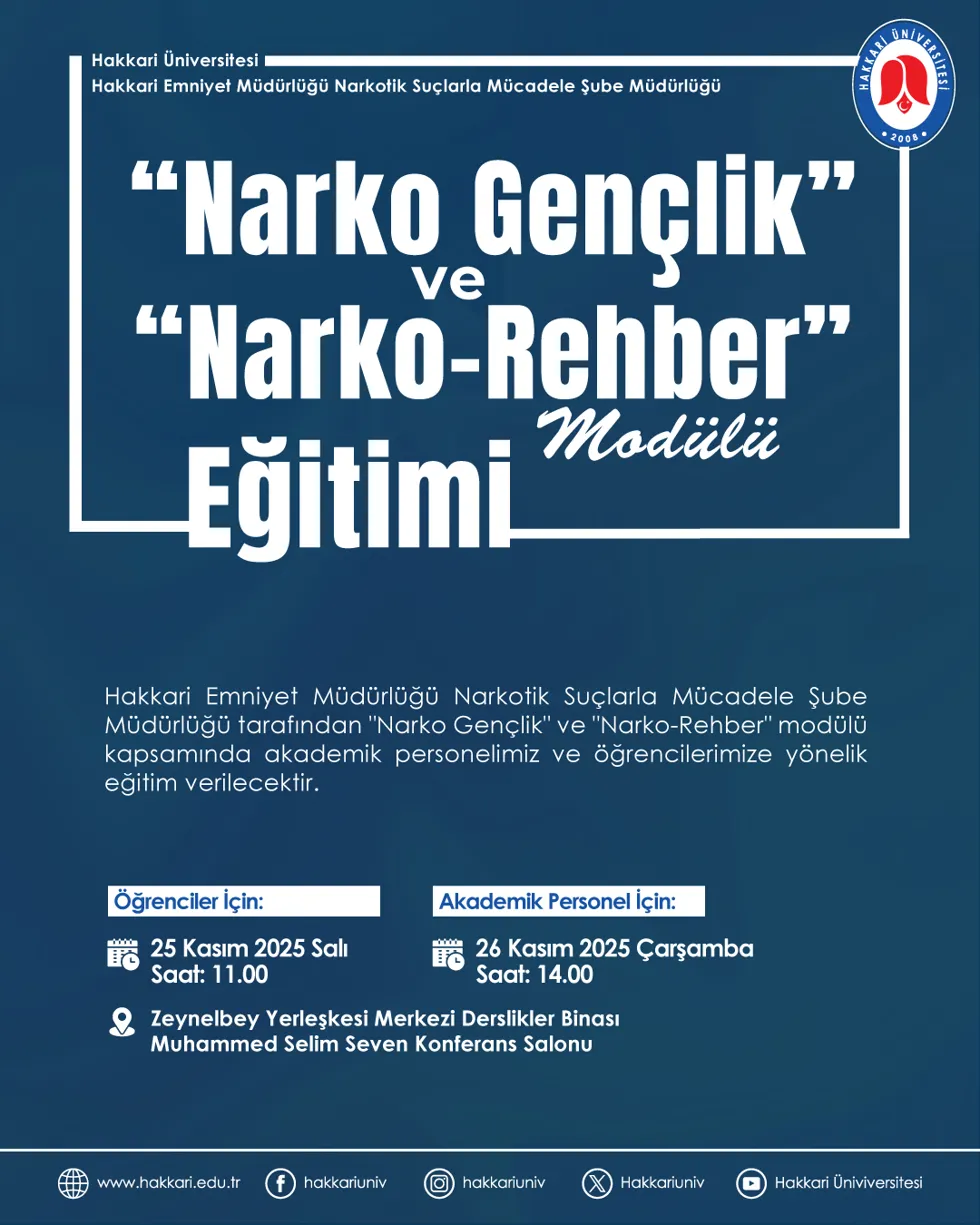 Narko Gençlik ve Narko-Rehber Modülü Eğitimi etkinlik afişi