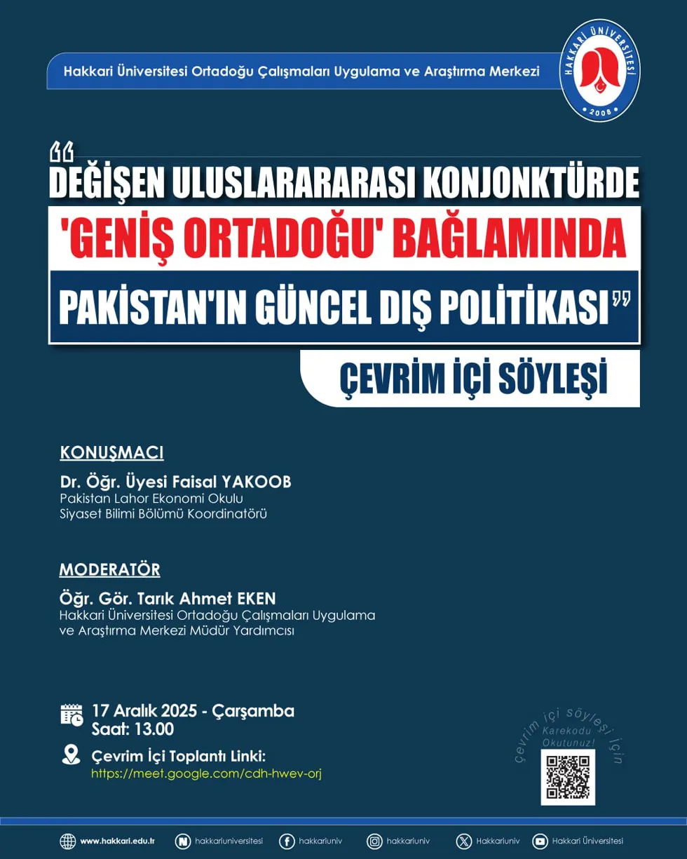Değişen Uluslararası Konjonktürde 'Geniş Orta Doğu Bağlamında' Pakistan'ın Güncel Dış Politikası etkinlik afişi
