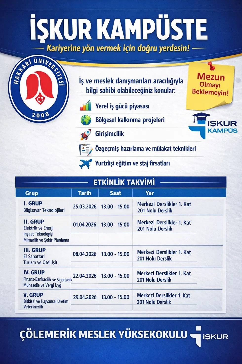 İş ve Meslek Danışmanlığı etkinlik afişi