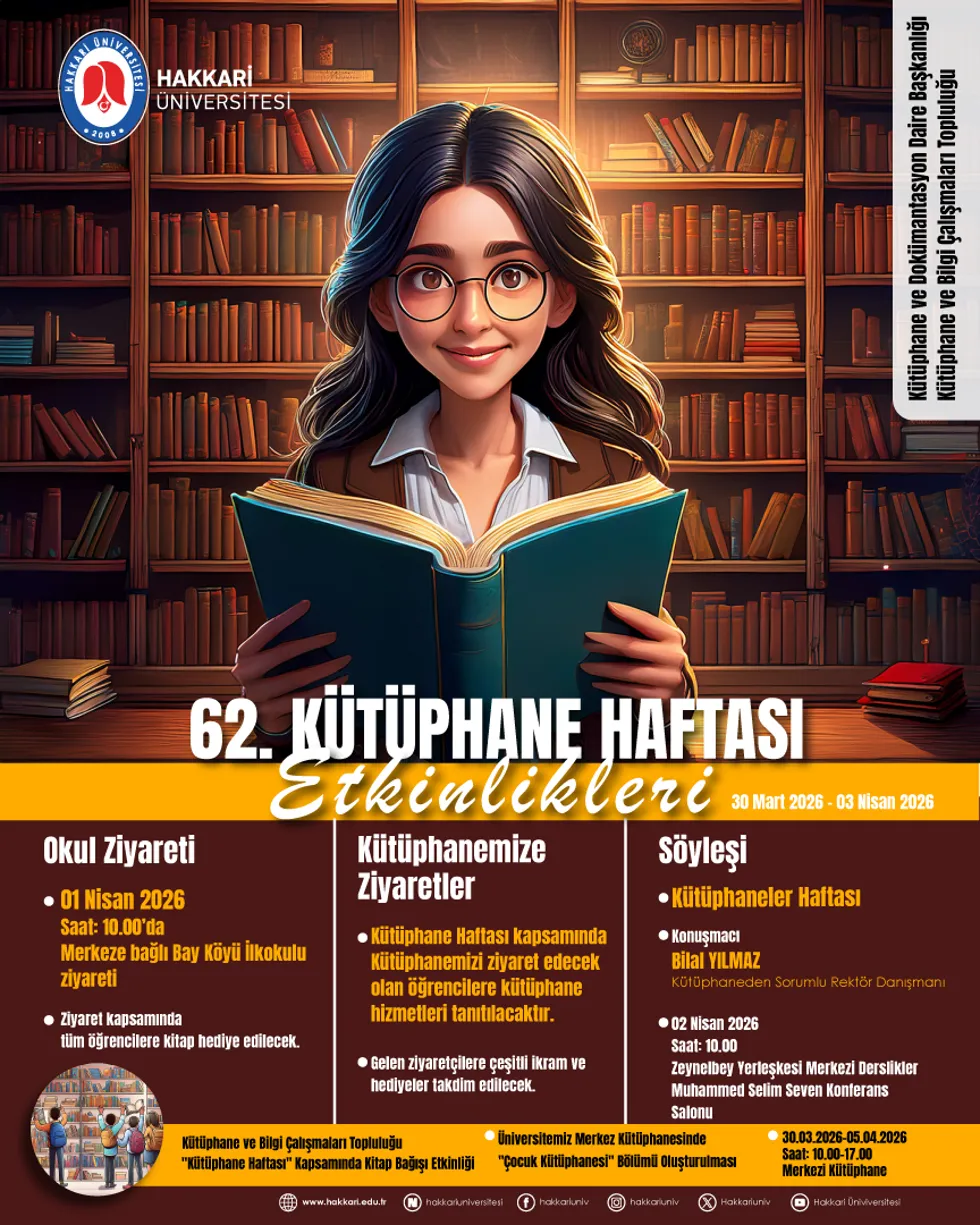 62. Kütüphane Haftası Etkinlikleri etkinlik afişi