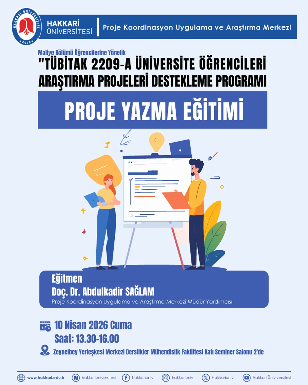 TÜBİTAK 2209-A Üniversite Öğrencileri Araştırma Projeleri Destekleme Programı Eğitimi etkinlik afişi