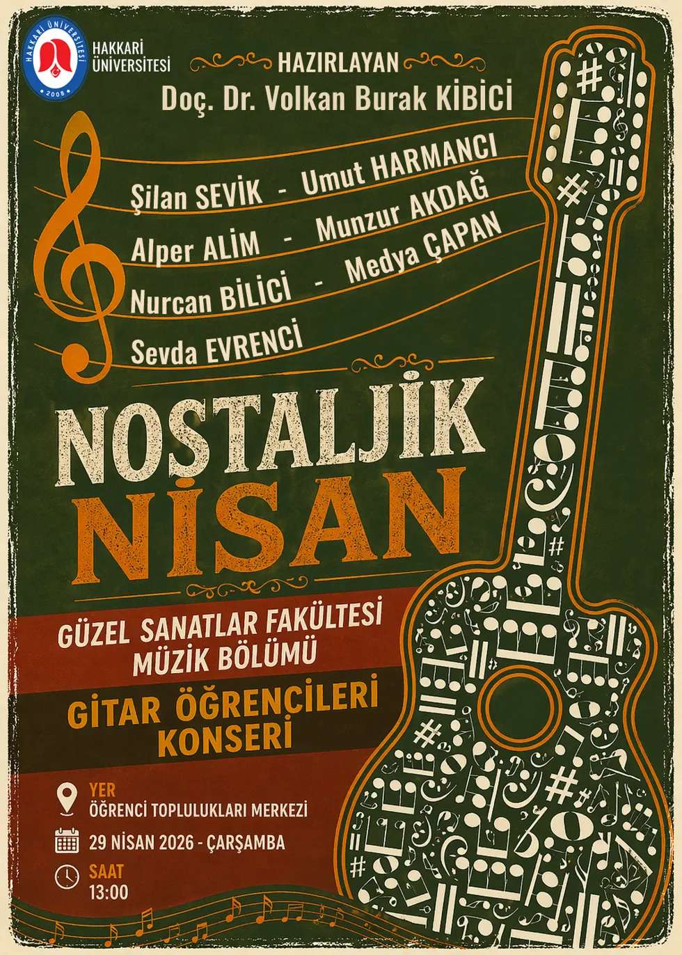 Güzel Sanatlar Fakültesi "Nostaljik Nisan" Konseri etkinlik afişi