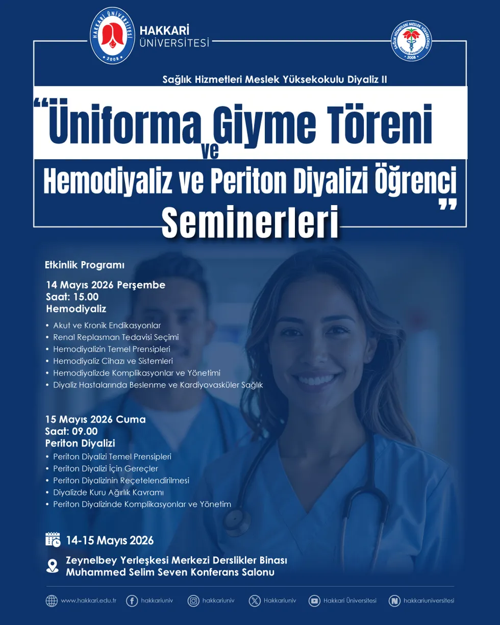 Üniforma, Giyme Töreni/Hemodiyaliz ve Periton Diyalizi Öğrenci Seminerleri etkinlik afişi
