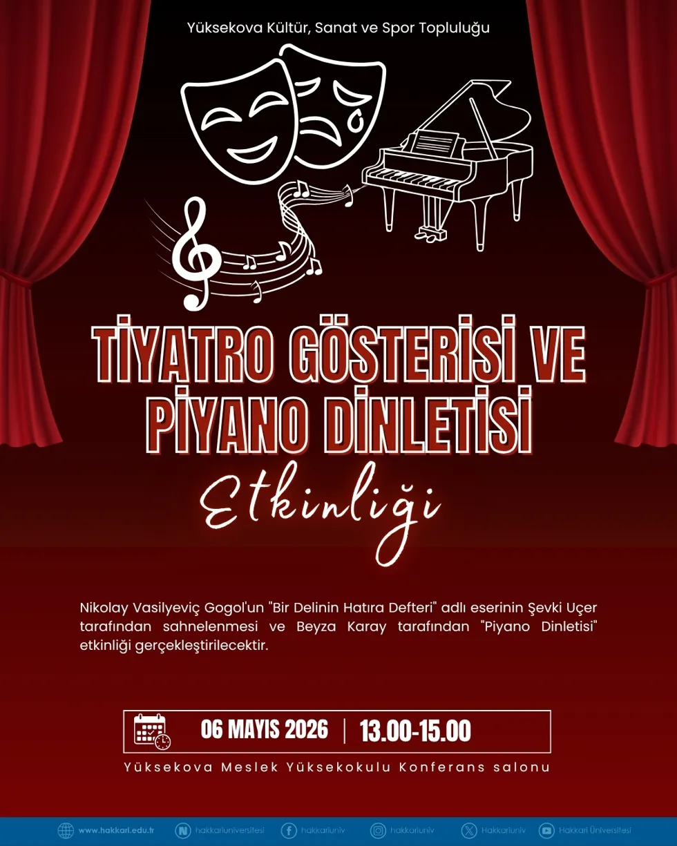 Tiyatro Gösterisi ve Piyano Dinletisi Etkinliği etkinlik afişi