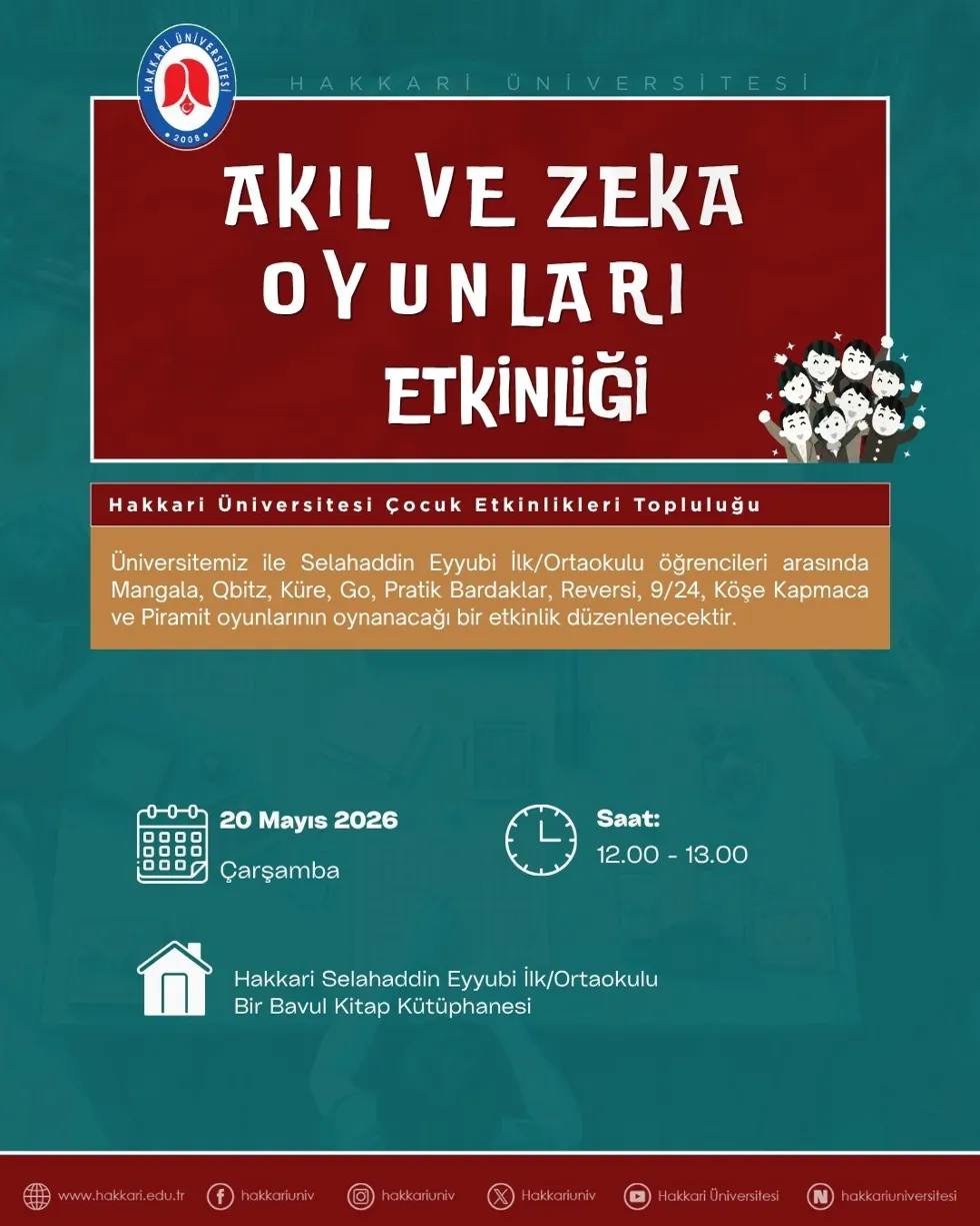 “Akıl ve Zekâ Oyunları Etkinliği” etkinlik afişi
