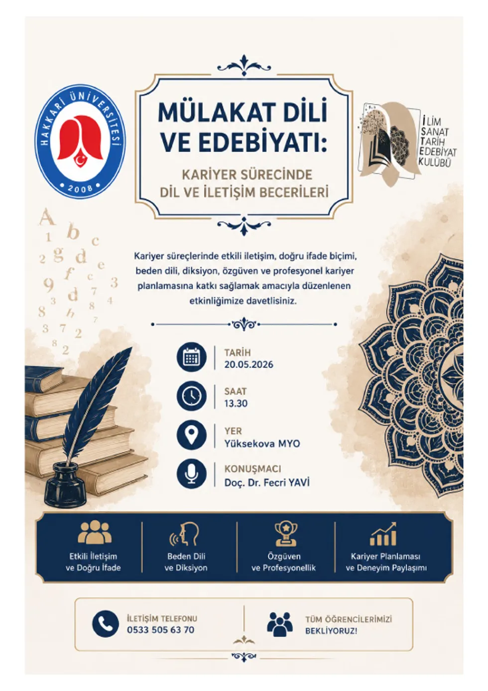 Mülakat Dili ve Edebiyatı: Kariyer Sürecinde Dil ve İletişim Becerileri Semineri etkinlik afişi