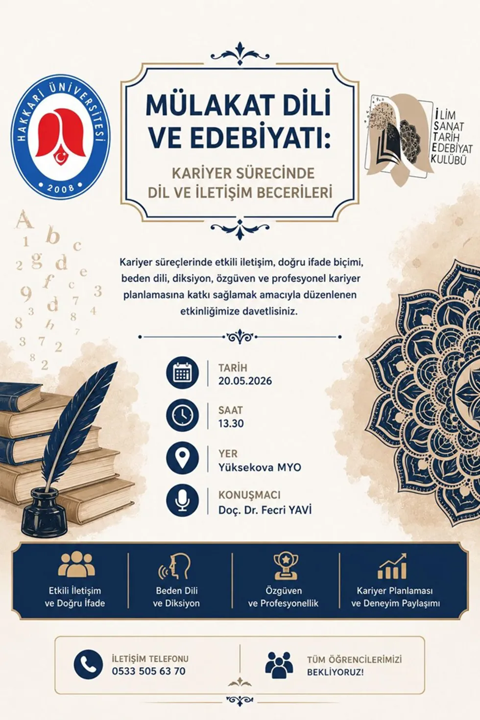 Mülakat Dili ve Edebiyatı: Kariyer Sürecinde Dil ve İletişim Becerileri etkinlik afişi