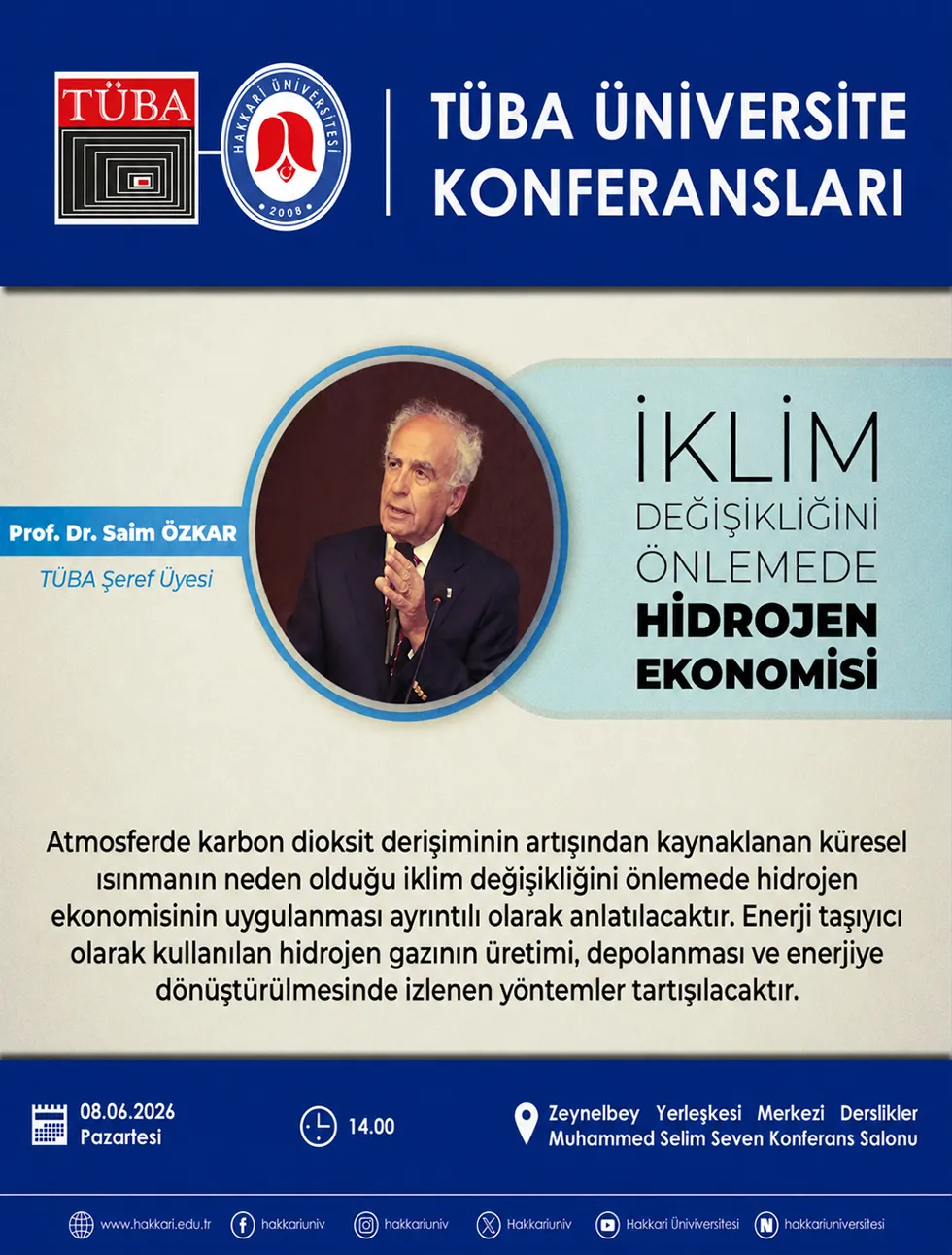 "İklim Değişikliğini Önlemede Hidrojen Ekonomisi” Konferansı etkinlik afişi