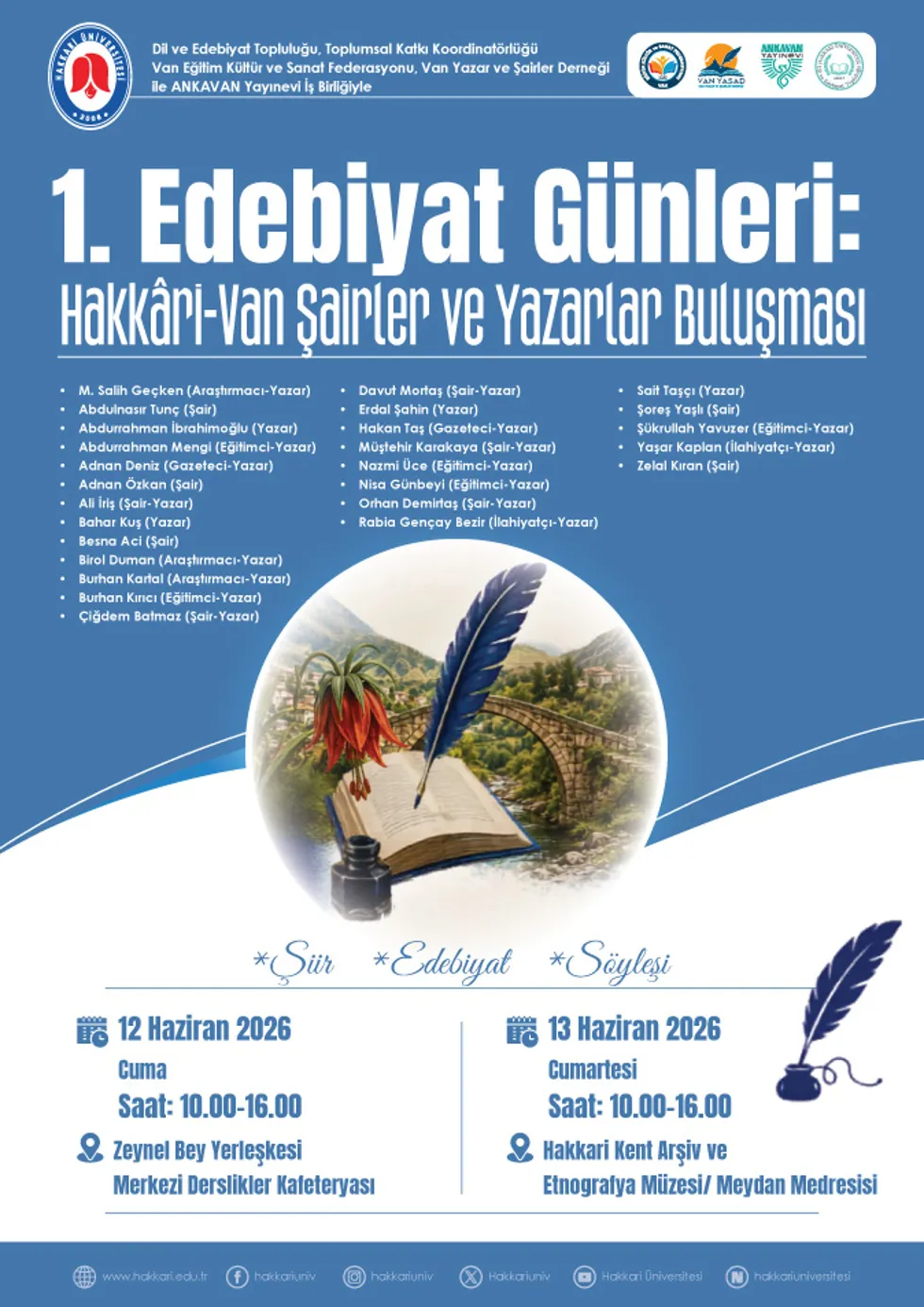1. Edebiyat Günleri: Hakkari-Van Şairler ve Yazarlar Buluşması etkinlik afişi