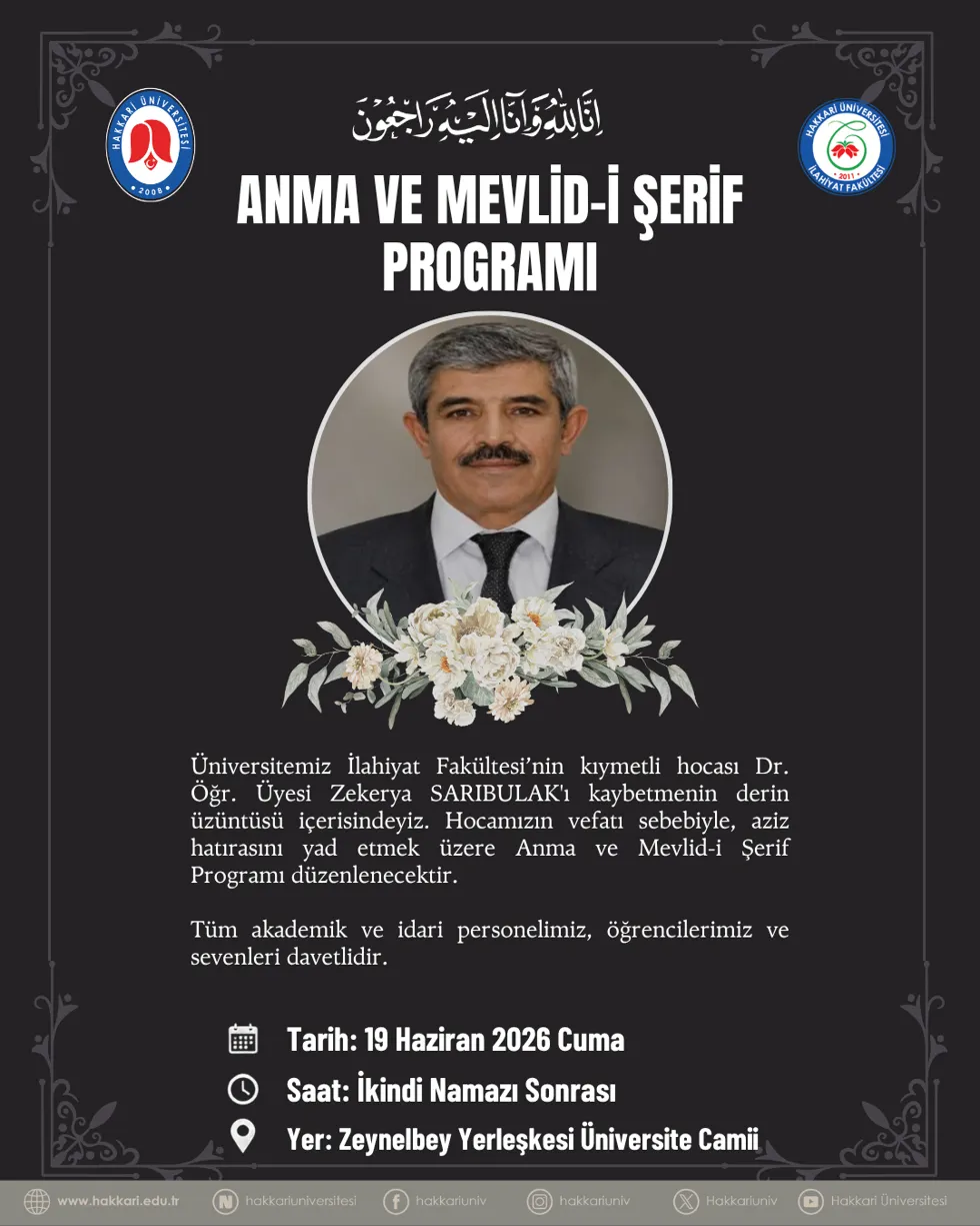 Anma ve Mevlid-i Şerif Programı etkinlik afişi