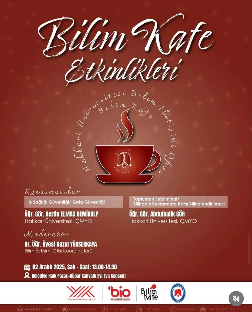 İş Sağlığı ve Güvenliği ile Subliminal Reklamlara Karşı Toplumsal Farkındalık Konulu Bilim Kafe Etkinliği etkinlik afişi