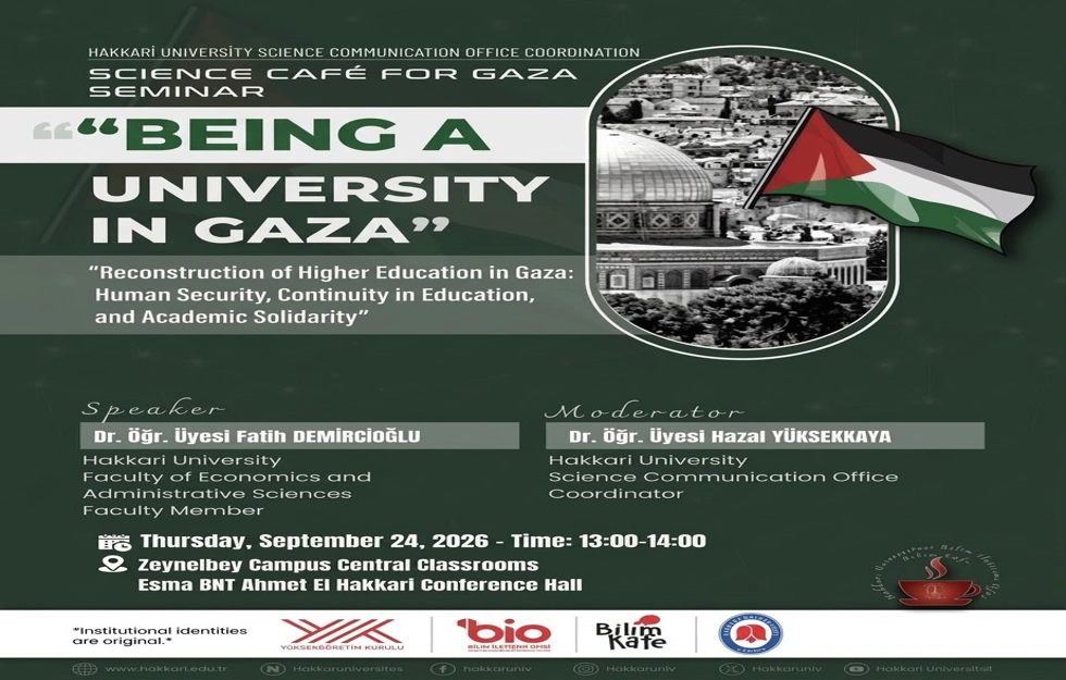 Poster for the event: BEING A UNIVERSITY IN GAZA