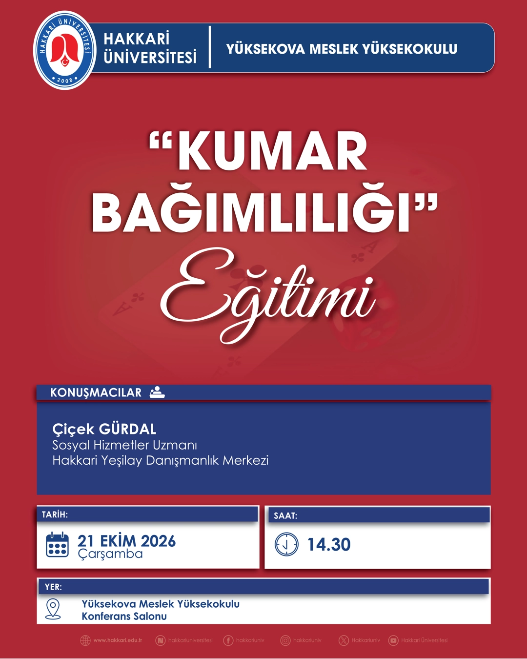 "Kumar bağımlılığı" Eğitimi etkinlik afişi