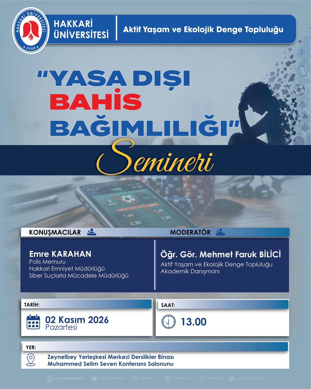 "Yasa Dışı Bahis Bağımlılığı" Semineri etkinlik afişi