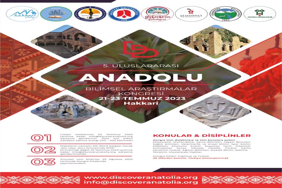 5. Uluslararası Anadolu Bilimsel Araştırmalar Kongresi etkinlik afişi