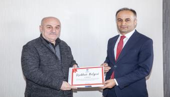 Rektörümüze Teşekkür Plaketi Takdim Edildi